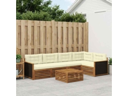 Vidaxl Conjunto De Sofás Para Exterior 6 Unid. Natural E Creme