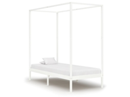 Estrutura De Cama Com Toldo 100x200 Cm Pinho Maciço Branco