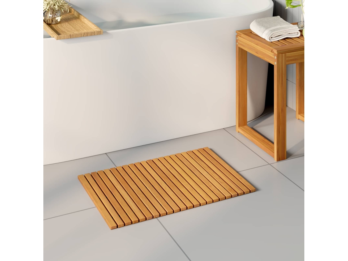 Vidaxl Tapete De Banho Castanho 60 X 40 Cm Madeira Sólida De Acácia