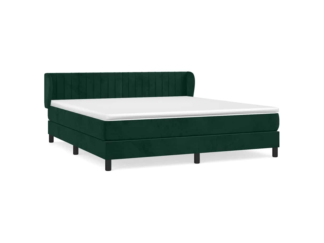 Cama com Molas/colchão 160x200 Cm Veludo Verde escuro MAISON EXCLUSIVE