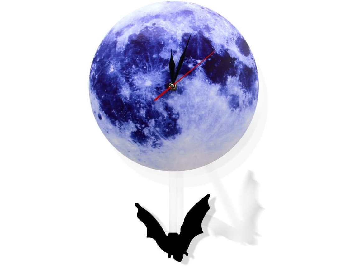 Relógio De Parede Com Design De Lua Da The Geeky Days, Azul, Azul C