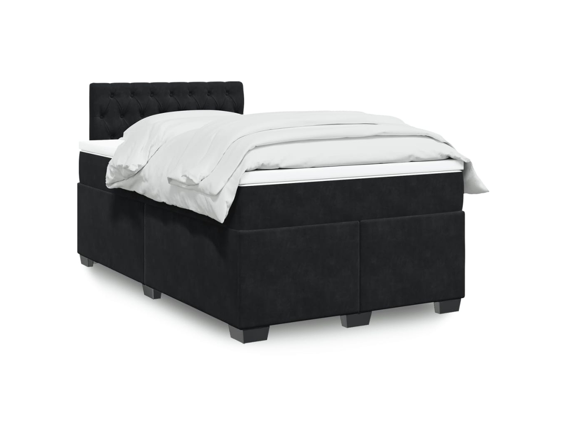 Vidaxl Cama Boxspring Com Colchão 120x190 Cm Veludo Preto