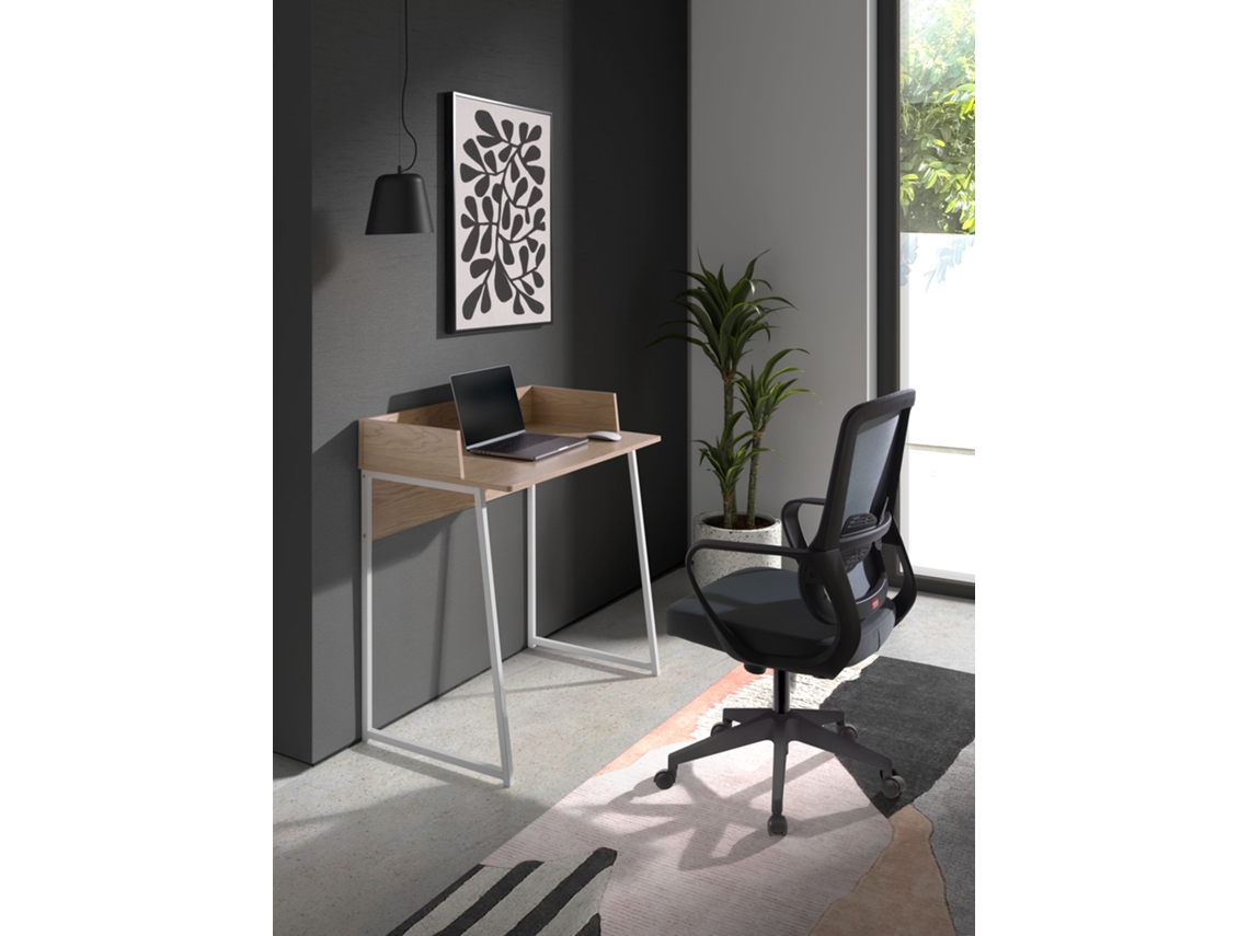 Cadeira de Estudo HISPANOHOGAR Leah Tecido e Rede Cinzento e Preto com Rodas 97-107X66X61 Cm