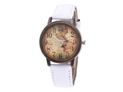 Reloj De Pulsera De Cuarzo Unisex Zhoulianfa Con Estampado De Mapa Moda (blanco)
