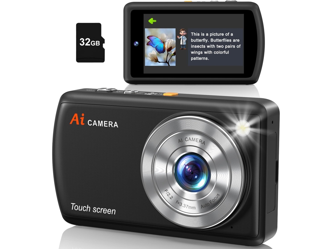 Câmera Digital Com Ia, Câmeras Wifi Para Fotografia Com Reconhecimento De Objetos, Câmera Digital Shoot (preta)