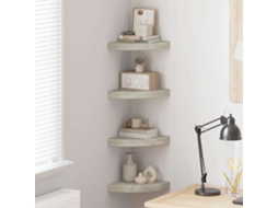 Vidaxl Prateleiras Canto Parede 4 Pcs 25x25x3,8cm Mdf Cinzento Cimento