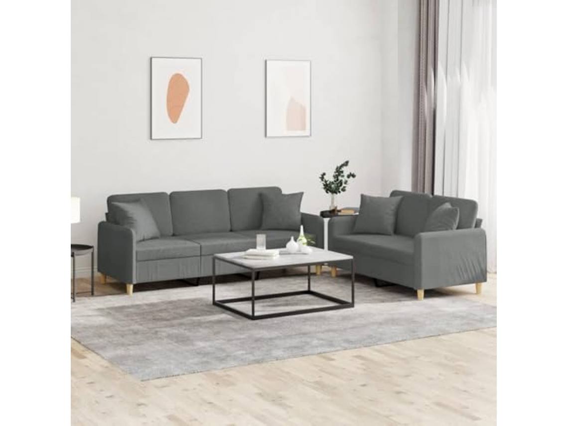 Sofa Set, Sofa Sets Vidaxl Cinzeto Tecido (n/a)