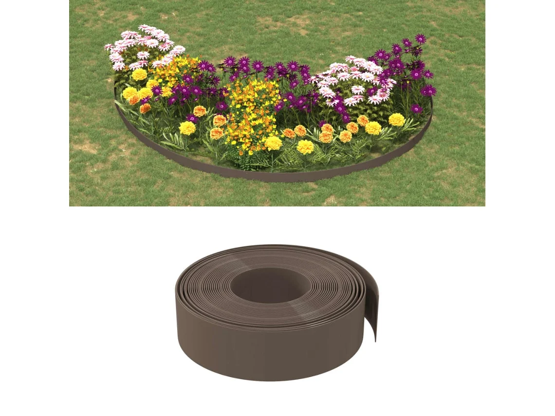 Vidaxl Bordas De Jardim 3 Pcs 10 M 15 Cm Polietileno Castanho