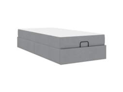 SYFAX™ Estrutura de Cama com Colchão 2 Pcs Cinzento claro Tecido