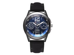 Relógio Masculino Casual de Pulseira Pu com Movimento Quartz e Dial Azul