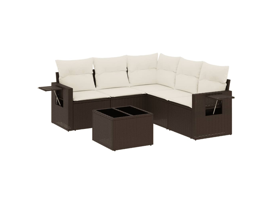 Conjunto de 6 Sofás Jardim com Almofadões Vime Pe Castanho MAISON EXCLUSIVE (80x200 cm)