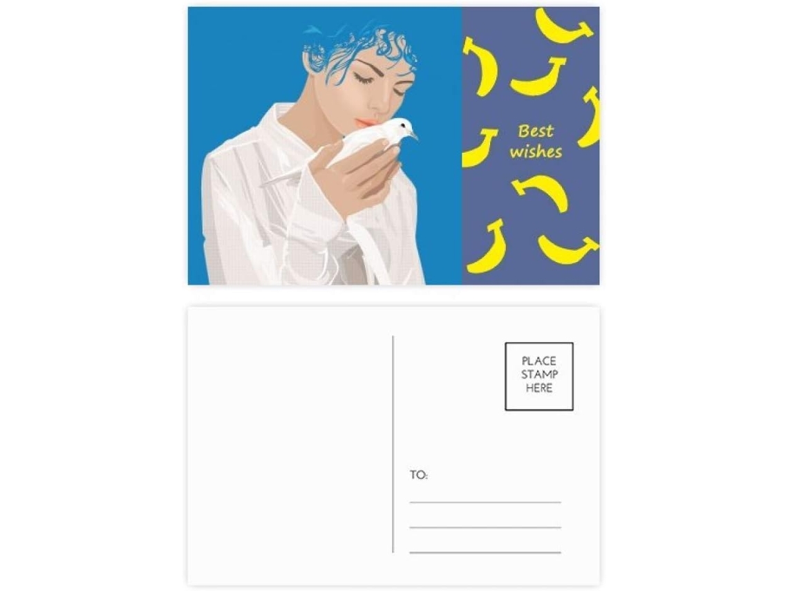 Pacote com 20 Cartões Postais Estampa de Banana da Blue Peace Girl 14,6 X 9,8 Cm