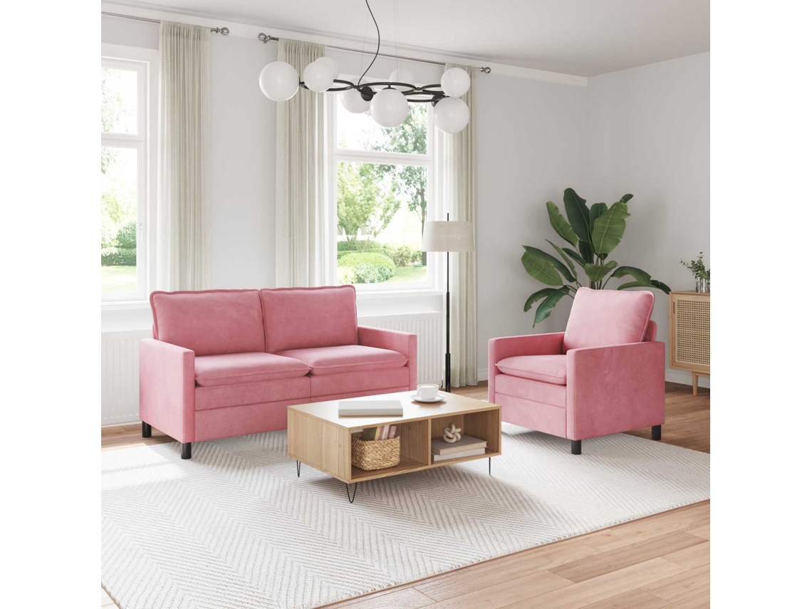 Vidaxl Conjunto De Sofás 2 Pcs Rosa Veludo