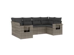 Conjunto de 6 Sofás de Jardim com Almofadões Vime Cinzento MAISON EXCLUSIVE (80x200 cm)