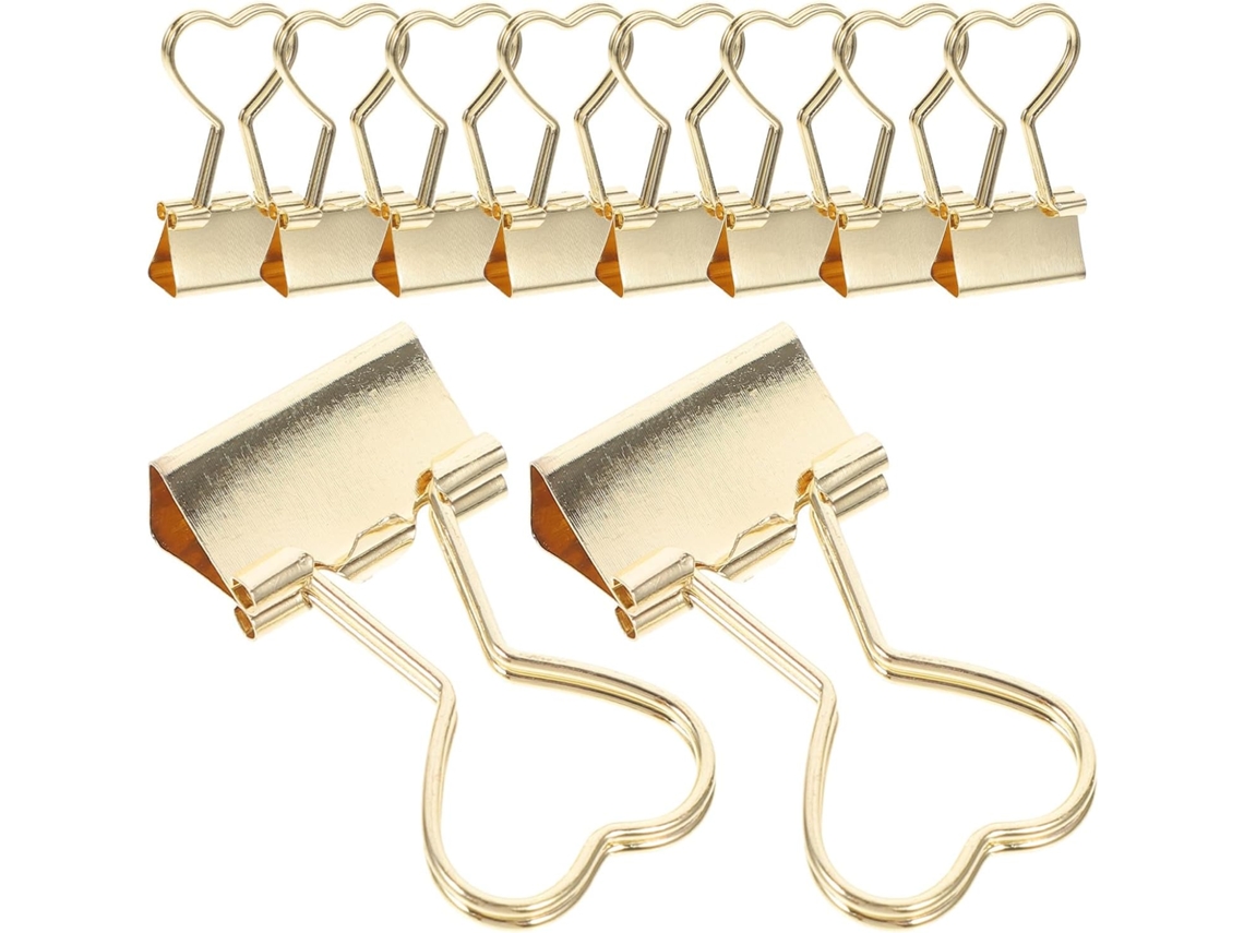 Conjunto De 10-clipes Metal Dourado Cabilock Para Escritório, Fáceis De Armazenar E Duráveis, Ideais Para Cadernos E