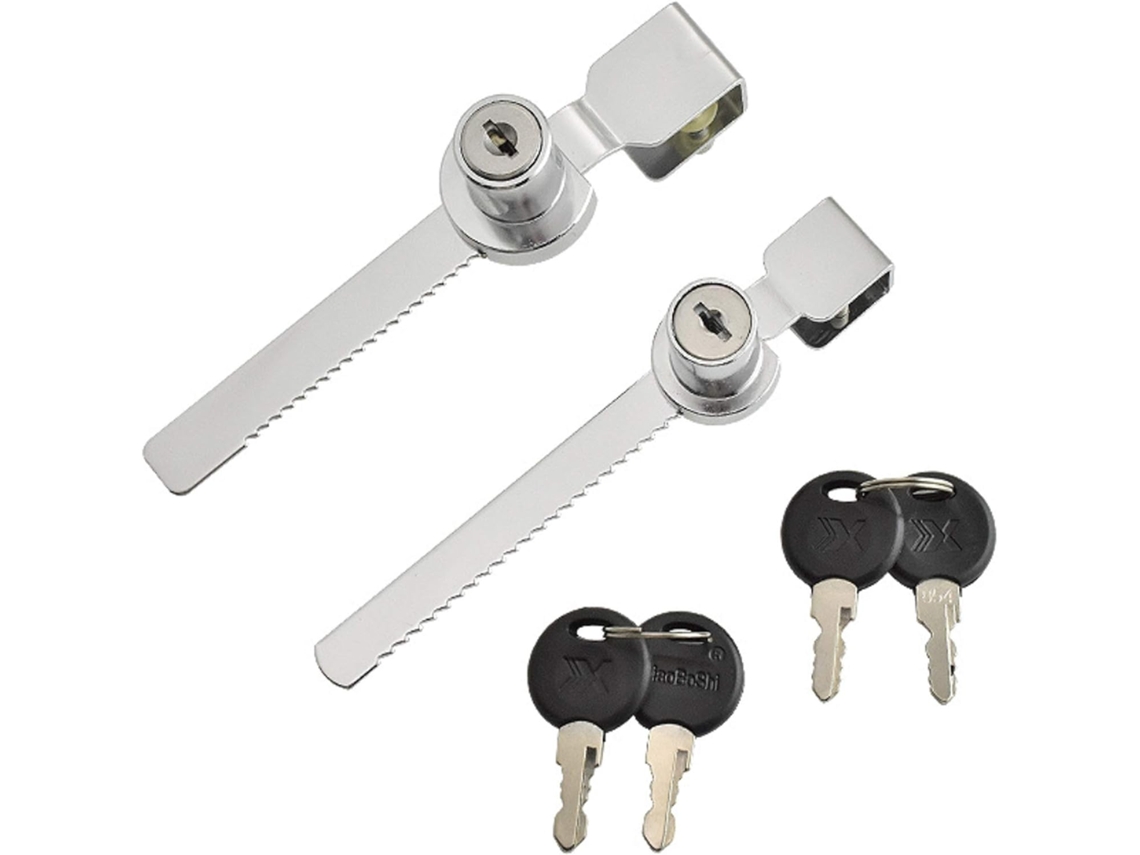 Conjunto De 2 Peças Alta Qualidade Com Fechadura E Chave Para Porta Vidro Deslizante Vitrine Répteis, Trava Segurança Prateleira Chave.