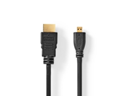 Cabo HDMI AQUAFORGE, alta velocidade com Ethernet, microconector 4k a 30Hz, 1,50m, PVC preto