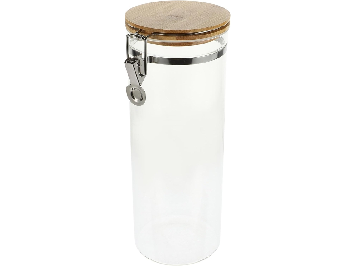 Potes De Vidro Com Tampas Articuladas Herméticas, Feitos De Aço Inoxidável E Bambu, Com Capacidade De 2300ml, Ideais