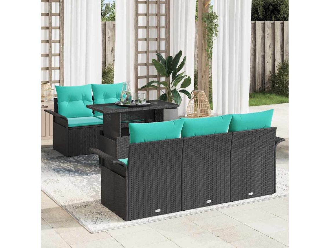 Vidaxl Conjunto De Sofá De Jardim 6 Unid. Preto