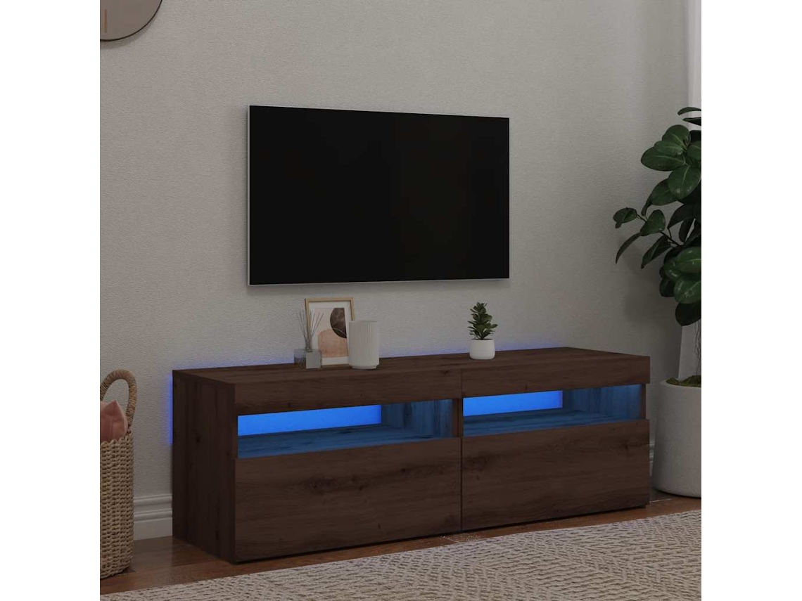 Vidaxl Móvel Tv C/ Luzes Led 2pcs Derivados Madeira Carvalho Artisiano