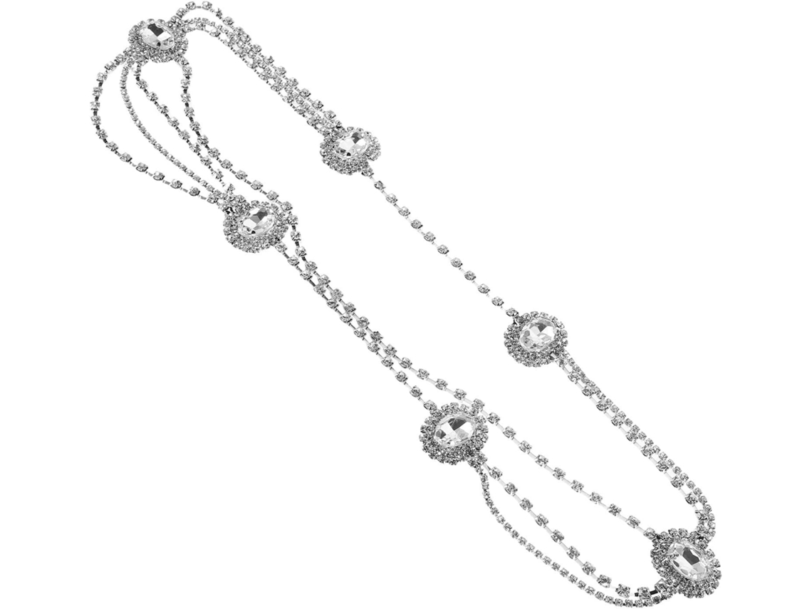 Presilha de cabelo vintage Prateada com strass e borlas, acessório para cabelo.