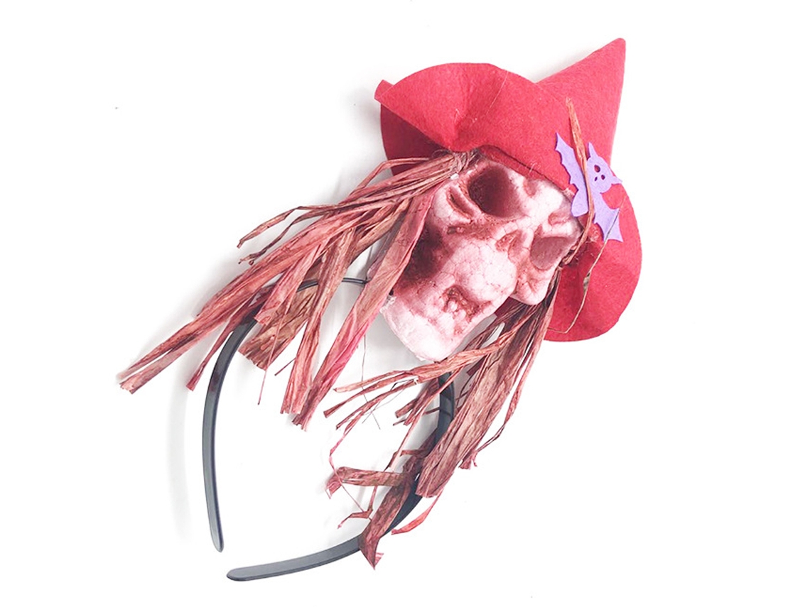 Fascículo de Halloween Tiara Preta com Caveira Adereço de Festa para Mulheres NEVEANCE