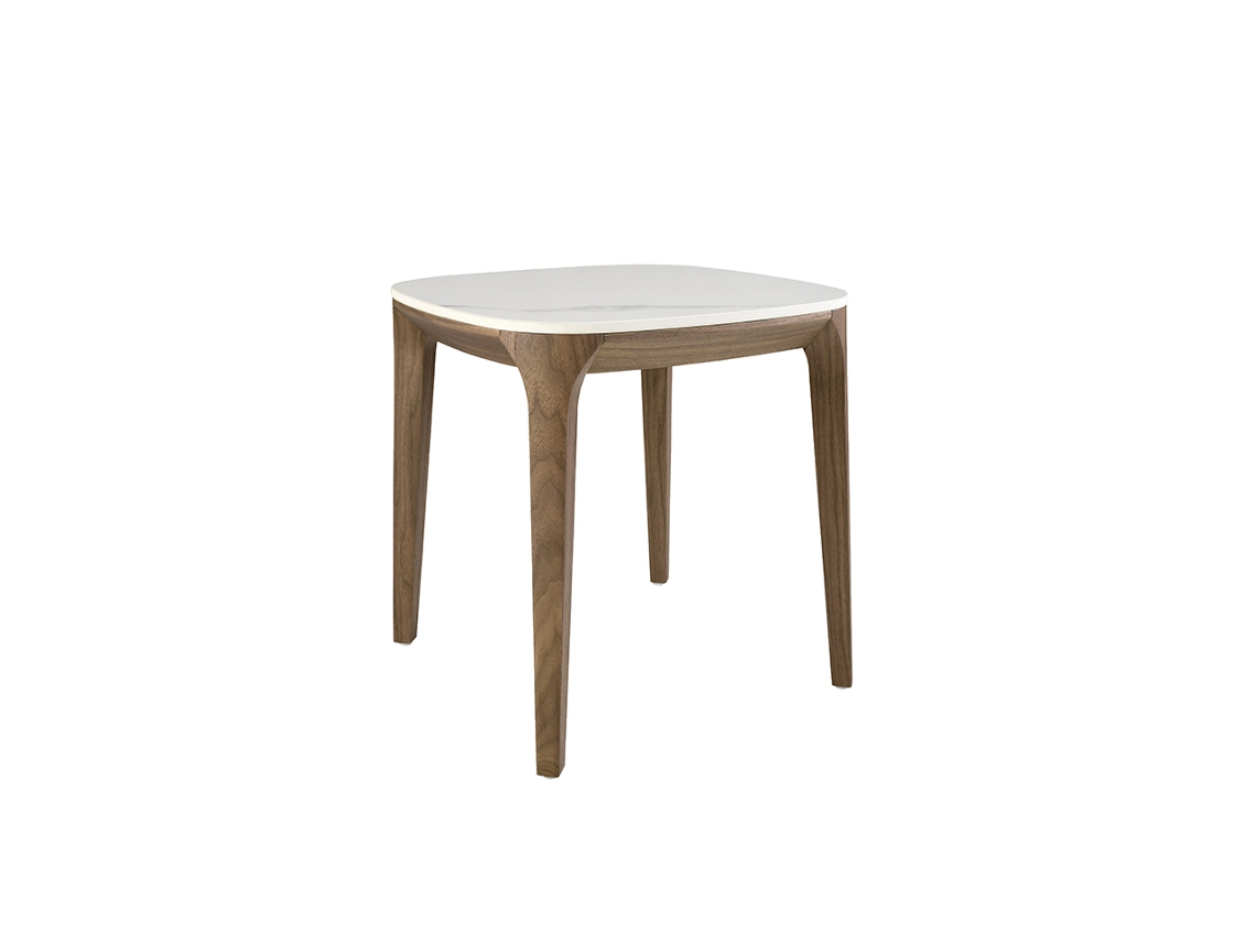 Mesa de Canto Quadrada em Mármore de Porcelana e Nogueira ANGEL CERDA 50 x 50 x 51