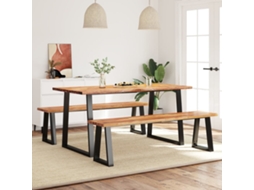 Vidaxl 3 Pcs Conjunto De Jantar C/ Bordas Vivas Acácia Maciça