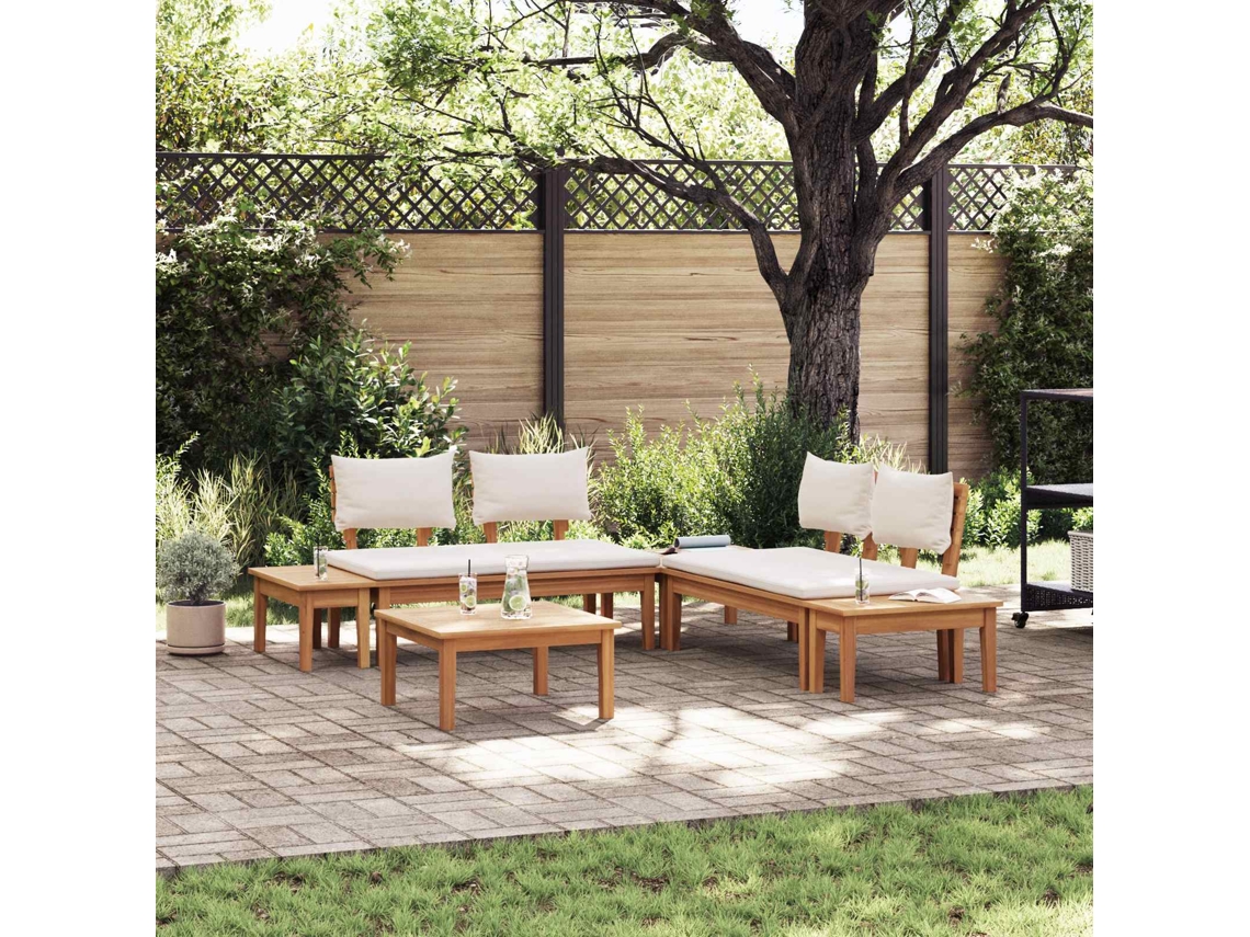 Vidaxl Conjunto De Sofá De Jardim 3 Unid. Marrom E Creme