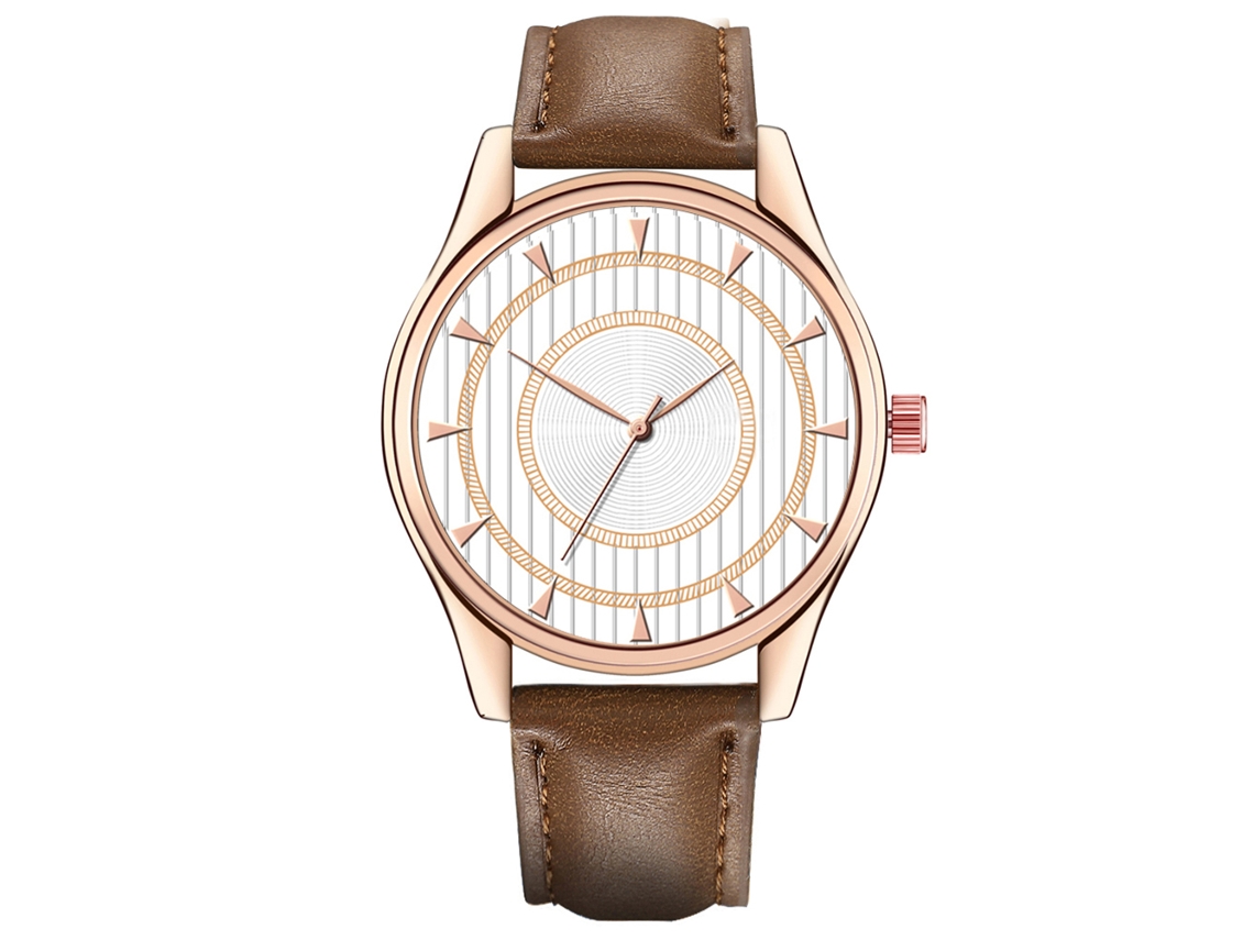 Relógio de Pulso Masculino de Moda com Pulseira Pu Mostrador Redondo Analógico Quartzo (dark Coffeewhite)
