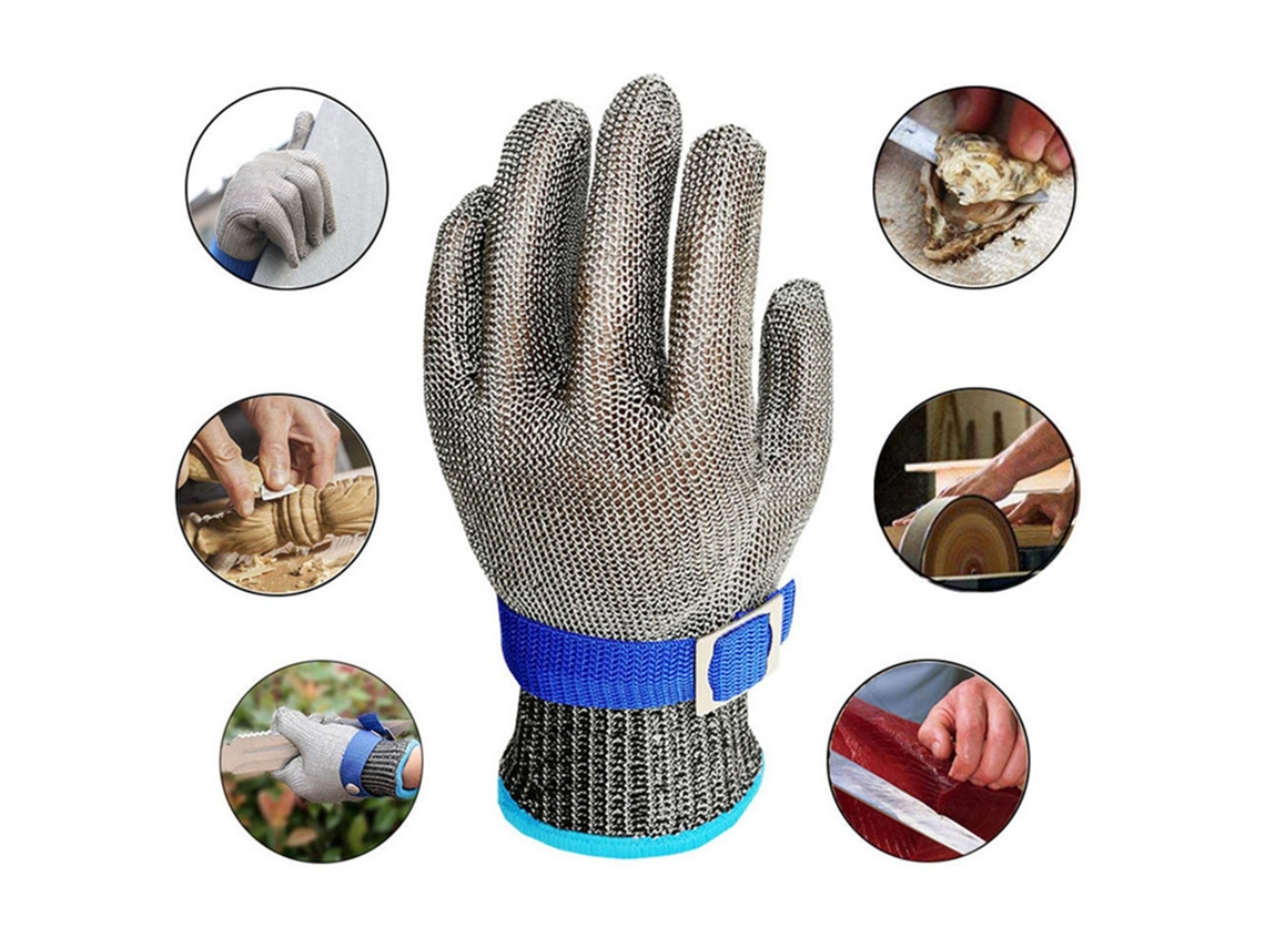 2 Pares De Luvas De Trabalho Anticorte Com Fivela De Proteção Ajustável Para Proteção Das Mãos, 22,5 Cm/8,9 Polegadas, Cinza_yux