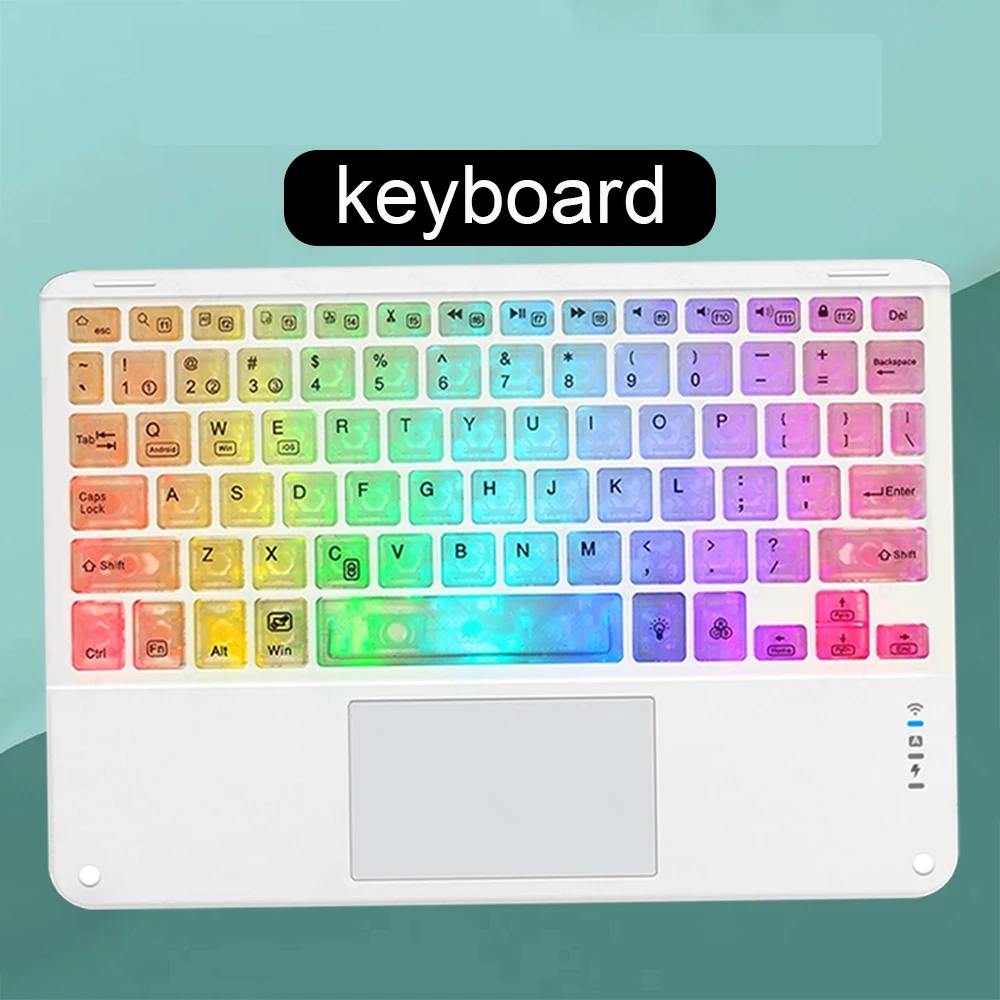 Teclado Bluetooth Retroiluminado Rgb com Touchpad para Ios, Android e Windows. MDUG (apenas Teclado Branco)