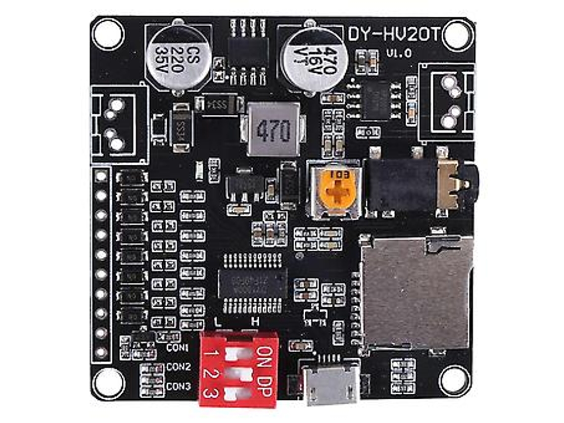 Fonte De Alimentação Dy Hv20t 12v/24v Módulo De Reprodução De Voz 10w/20w Suporte Para Cartão Sd Mp3 Player De Música Aquaforge