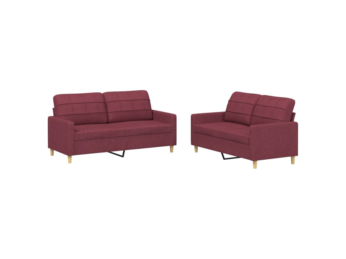 Conjunto de Sofás com Almofadões Tecido Vermelho Tinto MAISON EXCLUSIVE