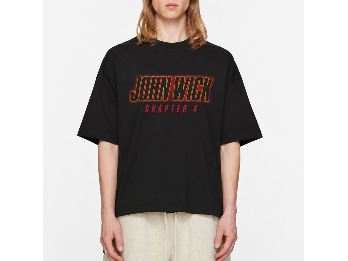Rockinstone John Wick Chapter 4 Logo Black Adult T-shirt Size:l