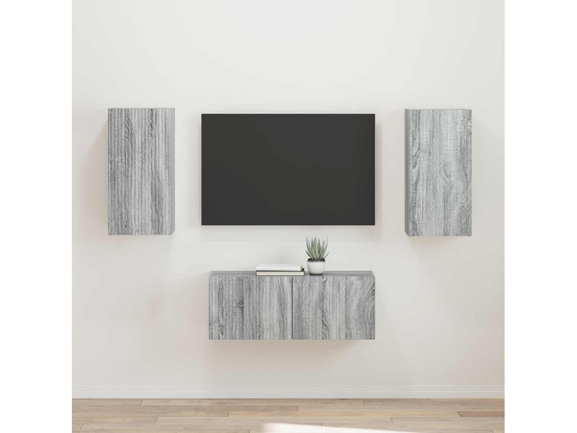 Vidaxl Conjunto De Móvel De Tv 2 Unid. Cinza Sonoma
