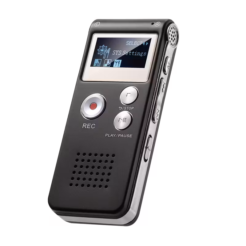 Gravador De Voz Mini Com Tela E Som Externo Ativação Por Voz, Senha E Bateria De Longa Duração Rosae