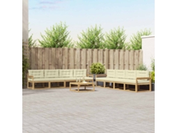 Vidaxl Conjunto De Sofás Para Exterior 9 Unid. Branco E Creme