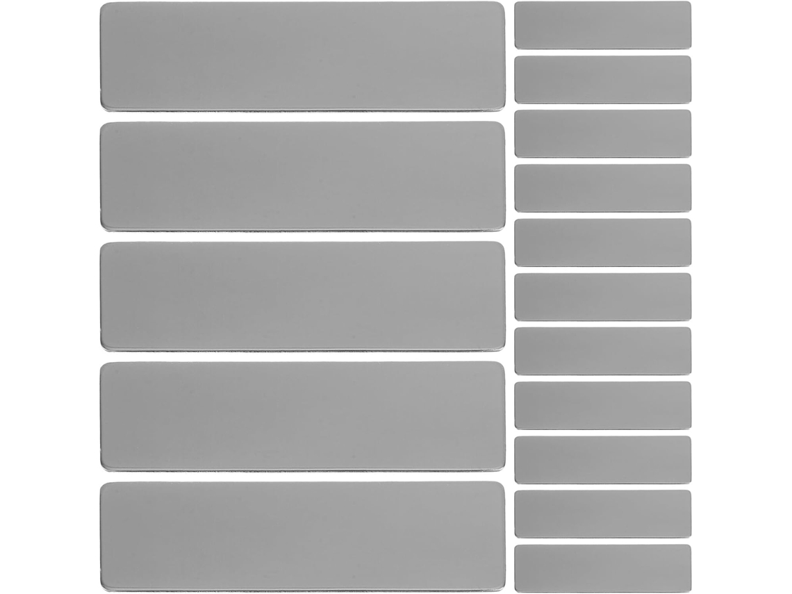 Conjunto De 20 Etiquetas De Metal Graváveis, Placas Retangulares De Aço Inoxidável Em Branco Para Festas E