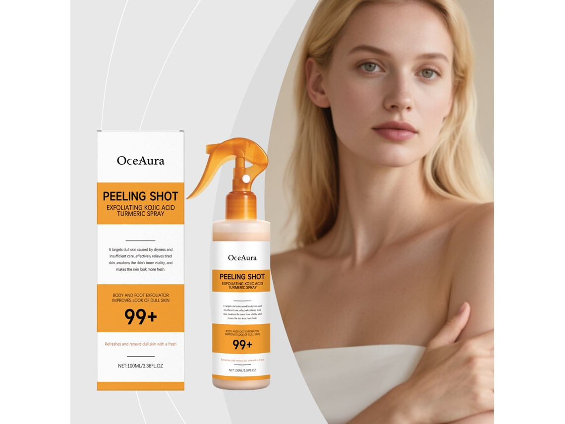 Spray Esfoliante Com Ácido Kójico E Curcuma: Spray Suave Para Limpeza E Hidratação Do Corpo.