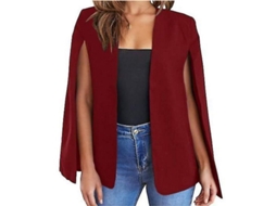 2026 jaqueta Casual Feminina com Manga Dividida e Gola Chal para Trabalho e Ocasiões Formais Fyg XL Vermelho