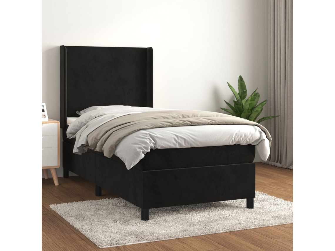 Vidaxl Cama Com Molas/colchão 90x190 Cm Veludo Preto