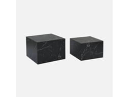 Mesa de Centro Quadrada com Efeito Mármore Set de 2 Preto SWEEEK