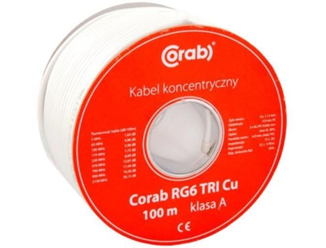 Cabo Coaxial Rg6 Tri Cu Corab Classe A (100m Bobina)