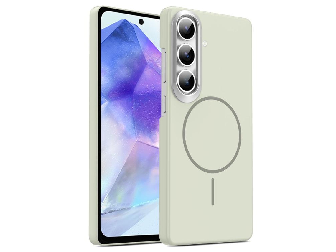 Capa Para Samsung Galaxy A55 5g Fina Circular Magsafe À Prova De Choque Dourada Em Policarbonato Cinza Titânio