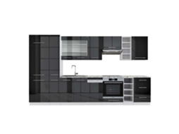 Cozinha Fame-Line, 355 cm, Mármore PT, Antracite brilhante/branco VICCO