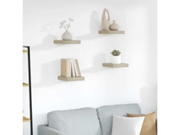 Vidaxl Prateleiras De Parede Suspensas 4pcs 23x23,5x3,8cm Mdf Carvalho