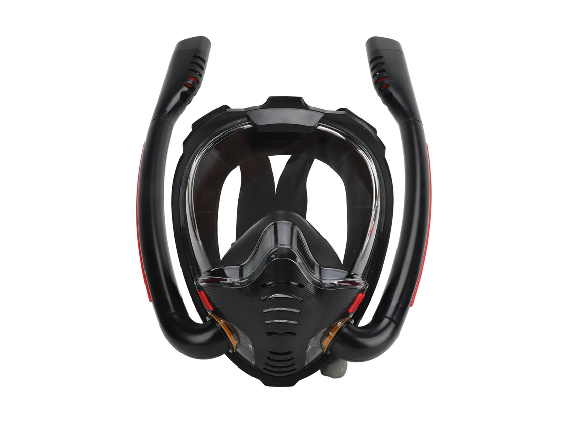 Máscara Facial de Snorkel, Anti embaçamento, Visão Panorâmica 180°, Ajustável, Com Suporte para Câmera, Preto L/XL S/MARCA