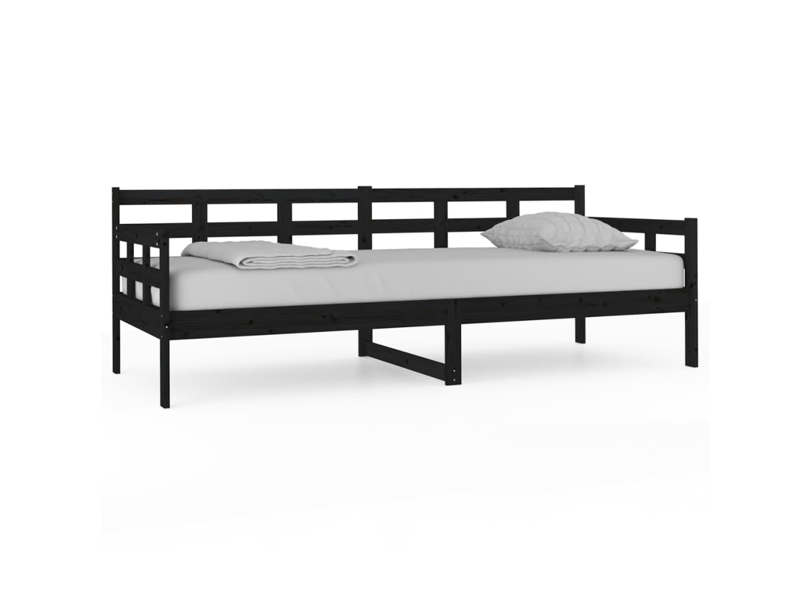 Sofá cama 80x200 Cm Madeira de Pinho Maciça Preto MAISON EXCLUSIVE