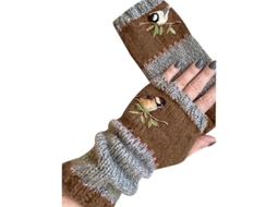 2026 guantes Sin Dedos de Punto Calientes Con Bordado de Aves para Mujer